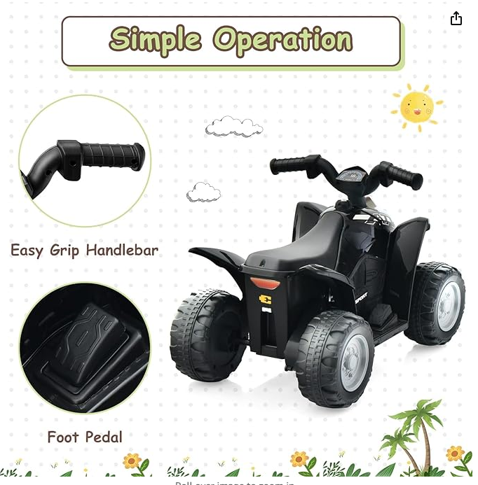 Ours is RED, Kids Ride On ATV, 6V Electric Vehicle for Toddlers, no horn  - RED, Fully Assembled