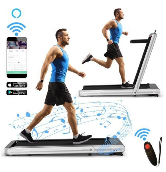 *CLEARANCE SPECIAL* 4.75HP 2 In 1 Folding Treadmill with Remote APP Control-Silver (I Box) (Copy)