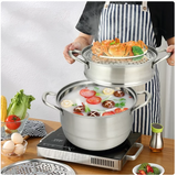 3 Tier 11 Inch Stainless Steel Steamer Set Cookware Pot Saucepot Double Boiler