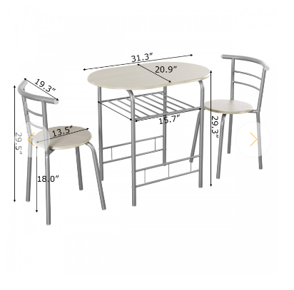 3-Piece Space-Saving Bistro Set for Kitchen and Apartment - Scratch and Dent
