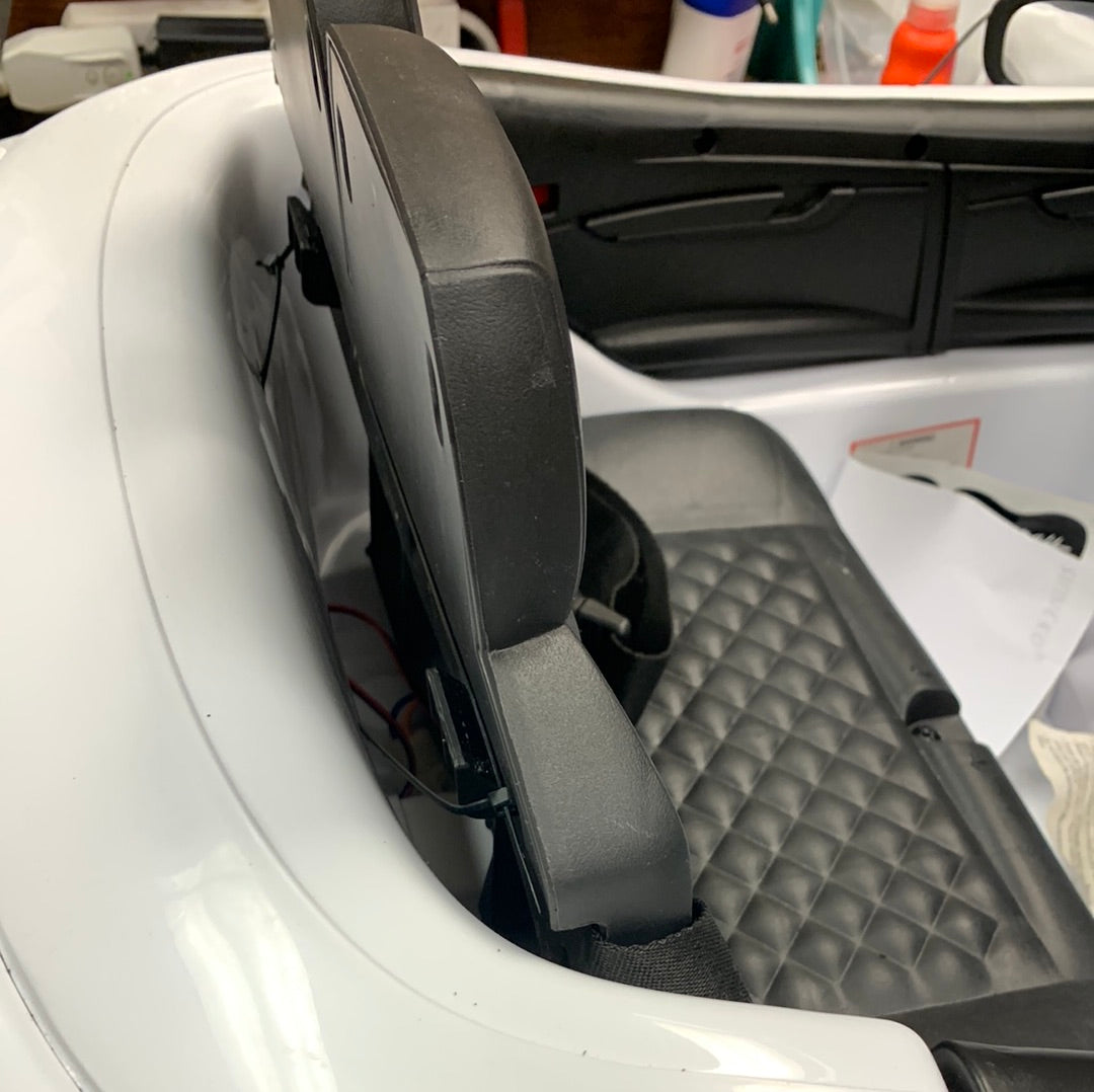 12V Car with 2 Motors, Led Lights , remote control - White, MODIFIED SEAT, EXTRA DISCOUNT APPLIED