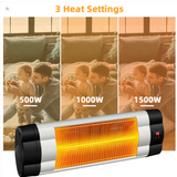 1500W Adjustable Infrared Wall-Mounted Patio Heater with Remote Control