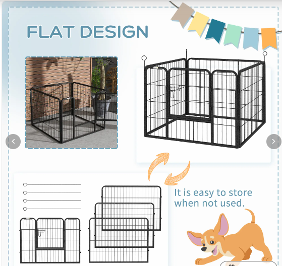 PawHut Metal Pet Playpen with Gate Indoor Outdoor for Small Animal (1 Box)