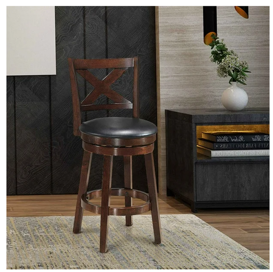 Swivel Stool 24'' Counter Height X-Back Upholstered Dining Chair Kitchen