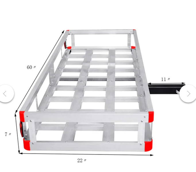 Hitch Cargo Carrier, Aluminum Hitch Mount Cargo Basket with 500LBS Capacity, Fits 2” Receiver, 60” x 22” x 7” Trailer Hitch Cargo Carrier for Vehicle Car SUV Truck