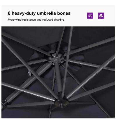 11 FT Outdoor Patio Umbrella with 360° Rotation and Adjustable Tilt-OURS IS BEIGE, FULLY ASSEMBLED