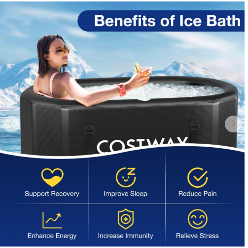Portable Ice Bath Tub for Home with Lid and Cover-Black (Customer Return)