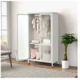 Rolling Storage Armoire Closet with Hanging Rod and Adjustable Shelf - Scratch and Dent