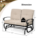 2 Seats Outdoor Swing Glider Chair with Comfortable Cushions - Assembled