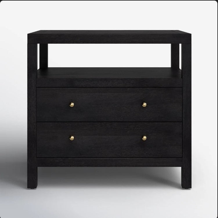 Celine 28" 2-Drawer Nightstand, Black - Assembled