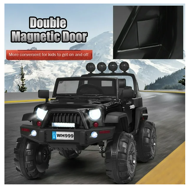 12V Kids Ride On Truck with Remote Control and Double Magnetic Door-Black