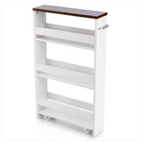 Kitchen Slim Storage Cart 4 Tier, Rolling Side Storage Cabinet w/Handle - Assembled