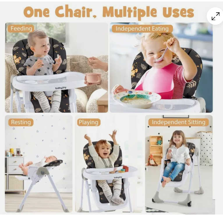 3-In-1 Convertible Baby High Chair for Toddlers, Deep Brown