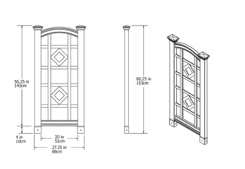 Vinyl 56.25' Arched Wall Trellis - White