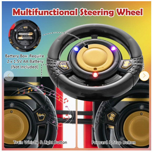 6V Electric Kids Ride On Car Toy Train with 16 Pieces Tracks-Black