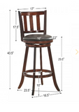 Set of 2 Wood Swivel Counter Height Dining Pub Bar Stools with PVC Cushioned Seat, Fully Assembled