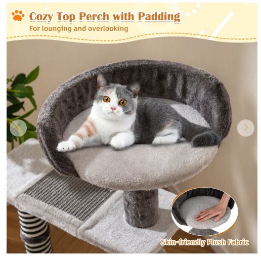 93 CM Tall Cat Tree Kitten Tower with Sisal and Jute Scratching Posts (Assembled)