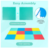 12 Pieces Puzzle Interlocking Flooring Mat with Anti-slip/Waterproof Surface - Yellow/Blue only