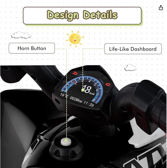Ours is RED, Kids Ride On ATV, 6V Electric Vehicle for Toddlers, no horn  - RED, Fully Assembled