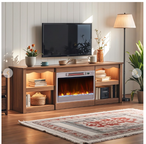 23 Inch 1500W Recessed Electric Fireplace Insert- Silver (No Remote)