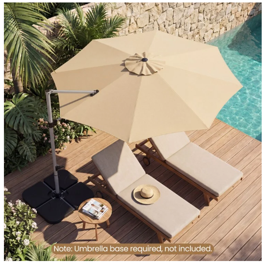 11' Patio Offset Cantilever Umbrella 360° Rotation Aluminum Tilt