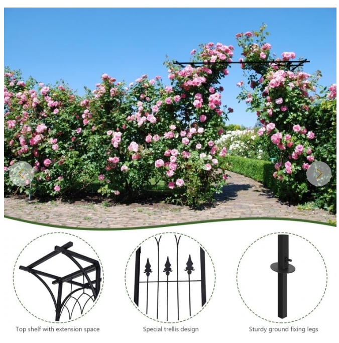 81 x 81 x 20 Inch Metal Garden Arch for Various Climbing Plant - Unassembled