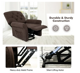 Power Lift Recliner Chair Sofa for Elderly w/ Side Pocket & Remote Control Brown