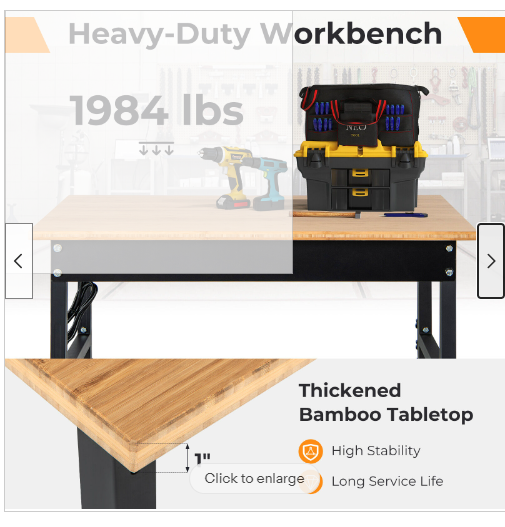 Mobile Workbench with Lockable Casters for Home or Work Use