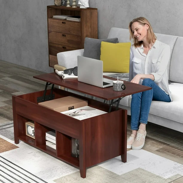 Lift Top Coffee Table with Hidden Storage Compartment-Brown*fully assembled* (Scratch and Dent)