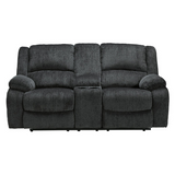 Signature Design by Ashley Draycoll Reclining Fabric Loveseat with Console, dark gray