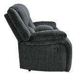 Signature Design by Ashley Draycoll Reclining Fabric Loveseat with Console, dark gray