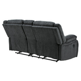 Signature Design by Ashley Draycoll Reclining Fabric Loveseat with Console, dark gray