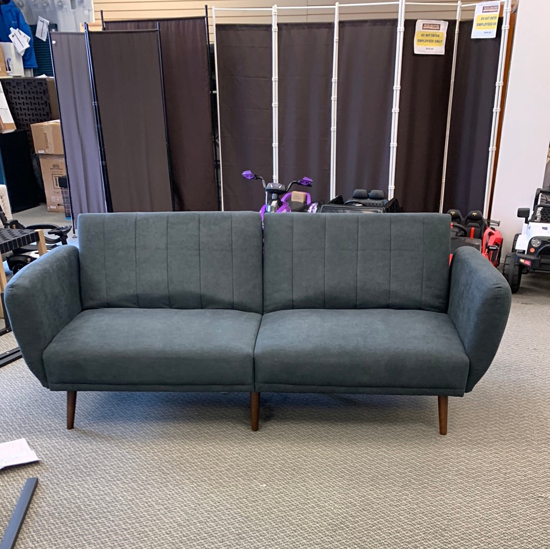 3 Seat Convertible Sofa Bed with Adjustable Backrest, dark grey fabric
