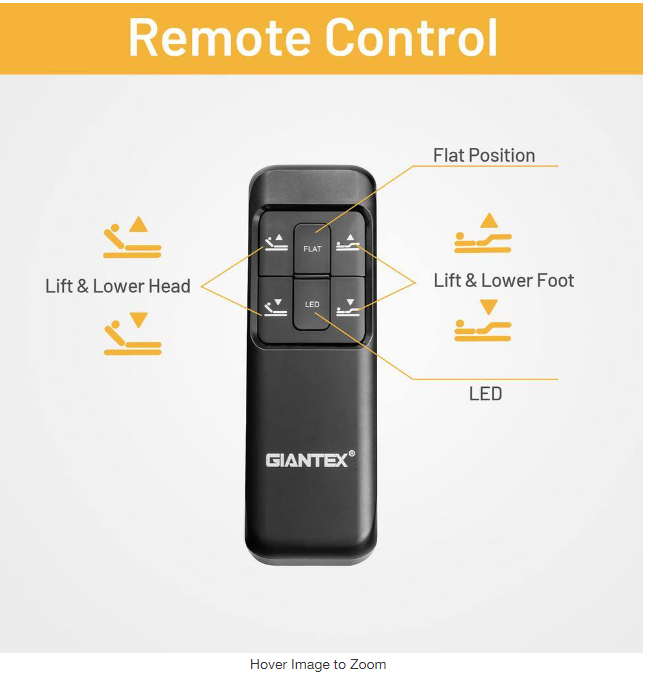 Tw in. x L Electric Adjustable Hospital Bed Base Remote Control Dual USB - Easy Assembly