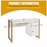 Modern Computer Desk Study Table Writing Workstation with Cabinet and Drawer-White (Fully Assembled)