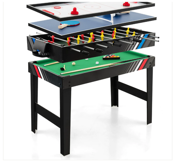 4-in-1 Multi Game Table, 49 Inch Combination Game Tables with Adult Size Foosball Table, 1 box