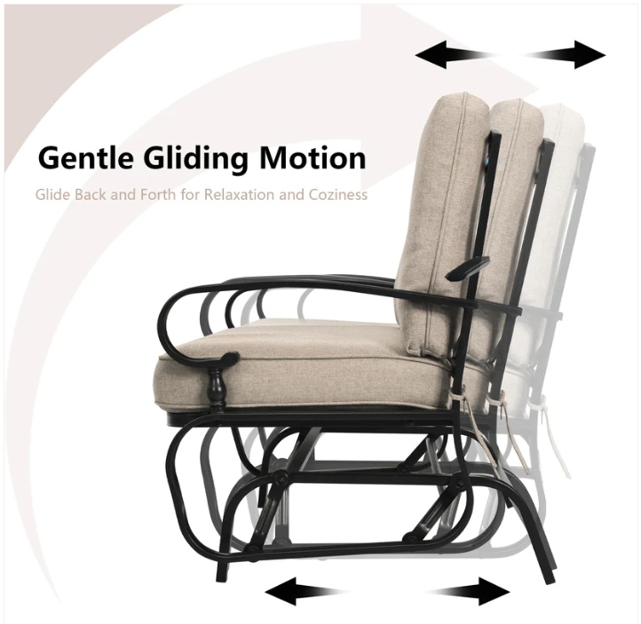 2 Seats Outdoor Swing Glider Chair with Comfortable Cushions - Assembled