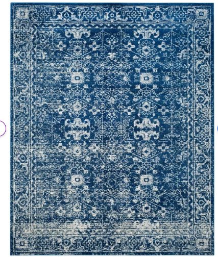 8' x 10' - Abdel Oriental Navy/Ivory Area Rug