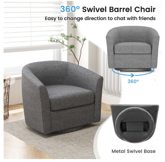 Swivel Accent Chair with Ottoman Footrest (Customer Return) (Assembled)