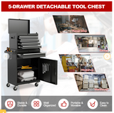 2-in-1 Rolling Tool Chest with 5 Sliding Lockable Drawers, FULLY ASSEMBLED (Scratch and Dent)