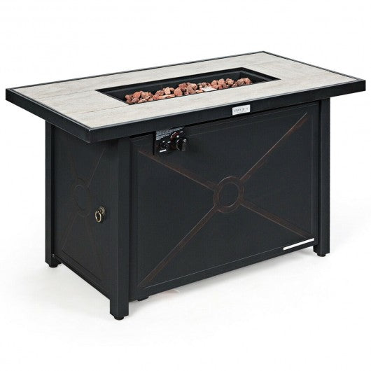 42 Inches 60,000 Btu Rectangular Propane Fire Pit Table, 1 box unassembled