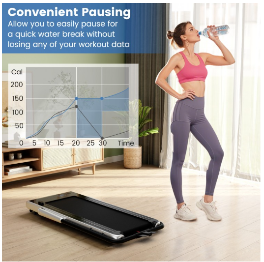 *SPECIAL* Folding Treadmill 2-in-1 with Remote Control -White (Shipping Damage)