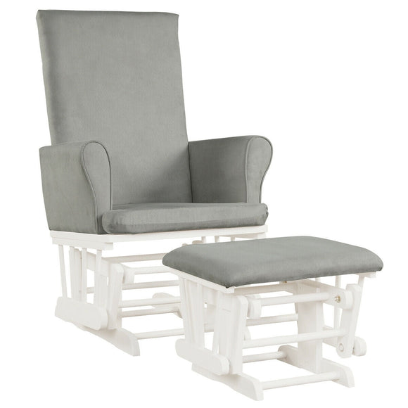 Baby Nursery Relax Rocker Rocking Chair Glider & Ottoman Set-Gray, fully assembled