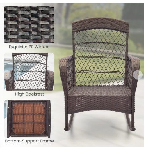 3 Pieces Rocking Bistro Set with 2-Tier Coffee Table - Navy (Fully Assembled)