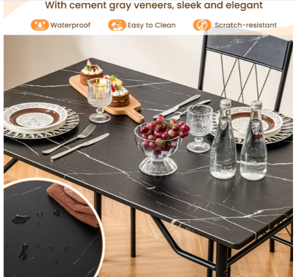 5-Piece Dining Table Set for 4 with Kitchen Table and 4 Dining Chair Set (Assembled)
