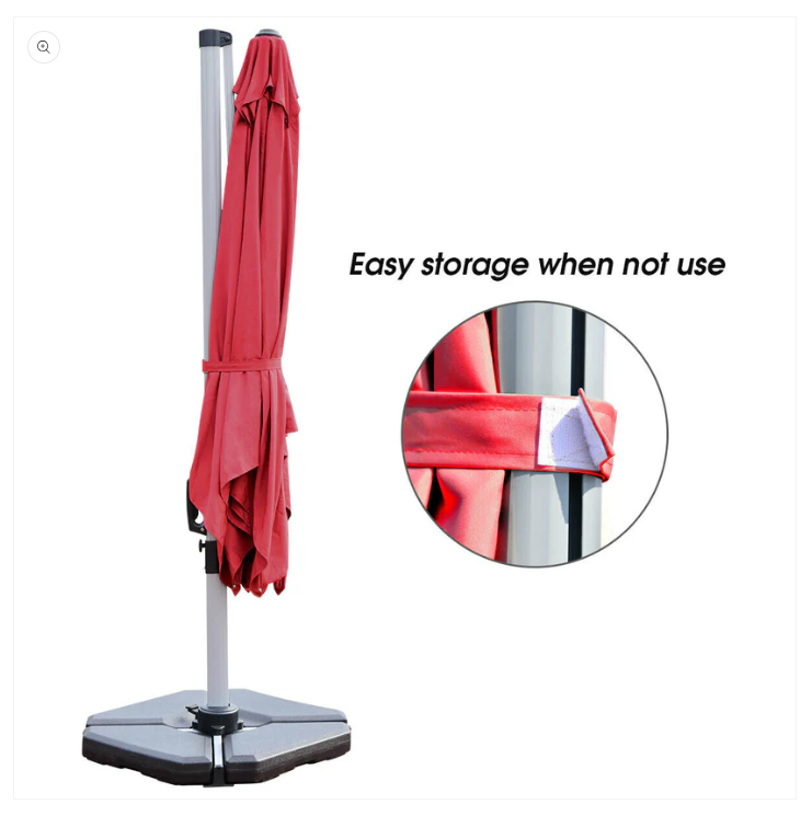 10Ft Patio Offset Cantilever Umbrella 360 Degree Tilt Aluminum W/Base Red - Assembled