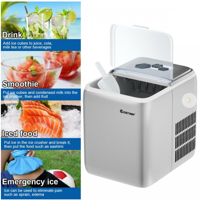 44 lbs Portable Countertop Ice Maker Machine with Scoop