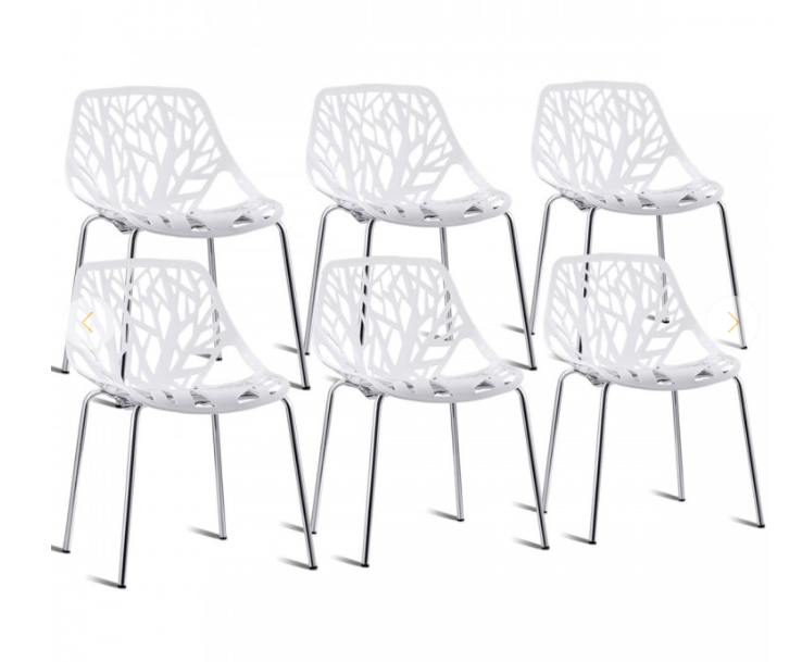 SPECIAL - Set of 6 Accent Armless Modern Dining Chairs, Indoor or Outdoor