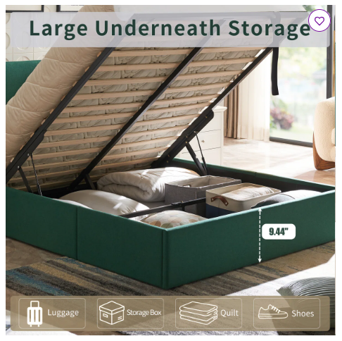SPECIAL - Full Size Hydraulic Lift Up Storage Upholstered Platform Bed