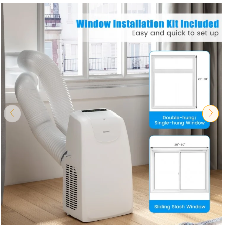 12000 BTU Dual Hose Portable Air Conditioner with Remote Control-White